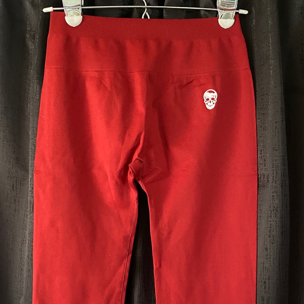 Red Kids Leggings with Skull Design size L